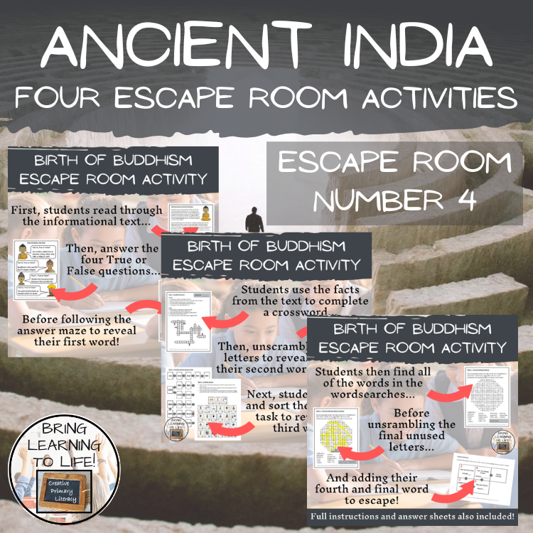 Ancient India Escape Room Activity Bundle | 5th & 6th Grade