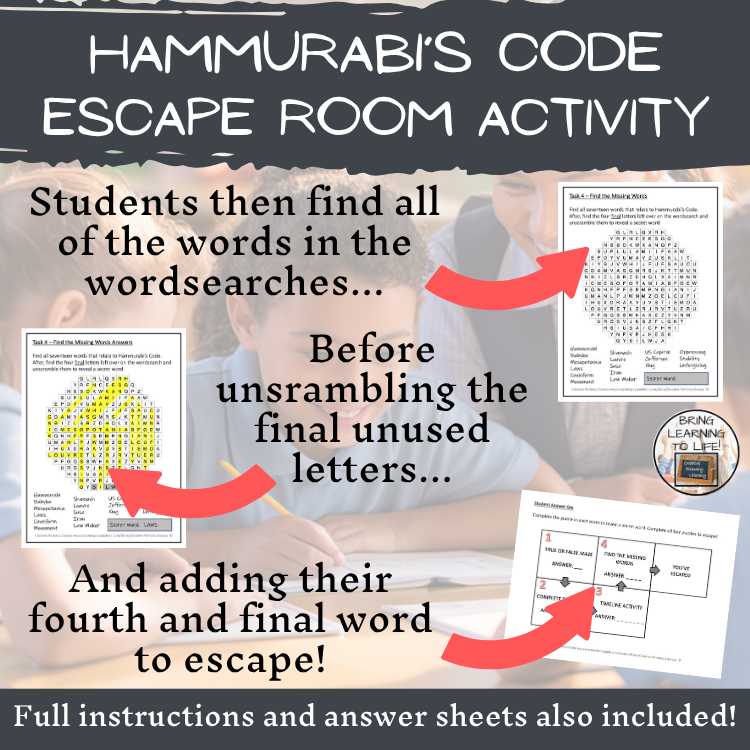 Code of Hammurabi Escape Room | Social Studies & Ancient History Activity
