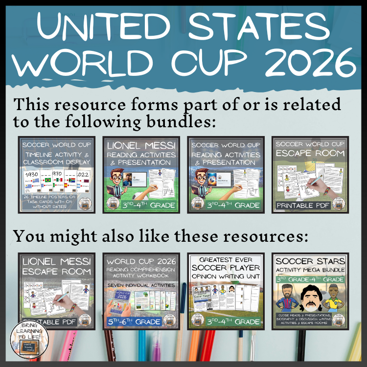 United States World Cup 2026 Reading Comprehension Activities | 3rd–4th Grade