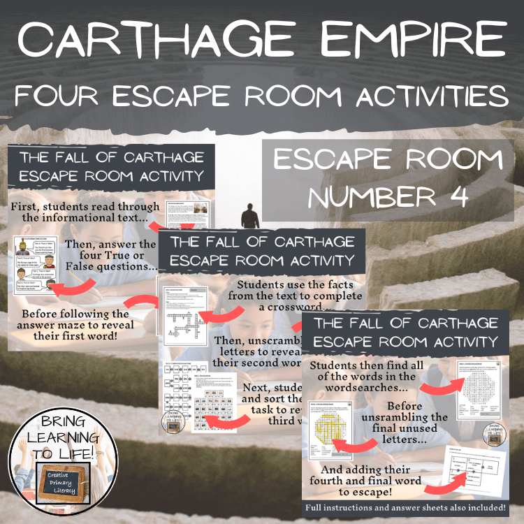 Ancient Carthage Escape Room Activity Bundle | 5th & 6th Grade