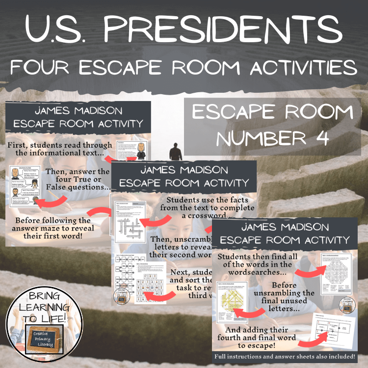 American Presidents Escape Room Activity Mega Bundle | 5th & 6th Grade