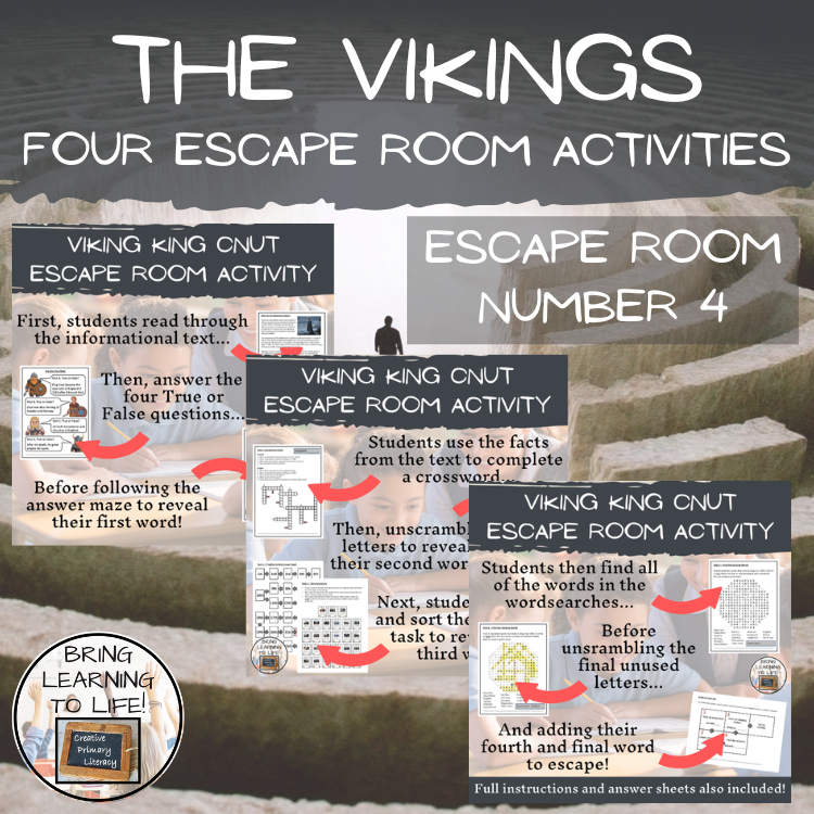 The Vikings Escape Room Activity Bundle | 5th Grade & 6th Grade