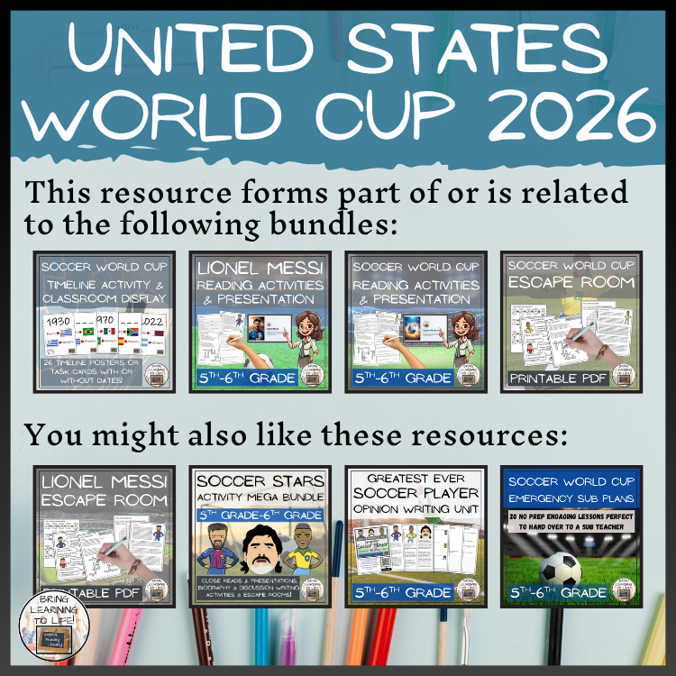 United States World Cup 2026 Reading Comprehension Activities | 5th–6th Grade