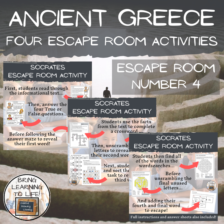 Ancient Greece Escape Room Activity Bundle | 5th & 6th Grade