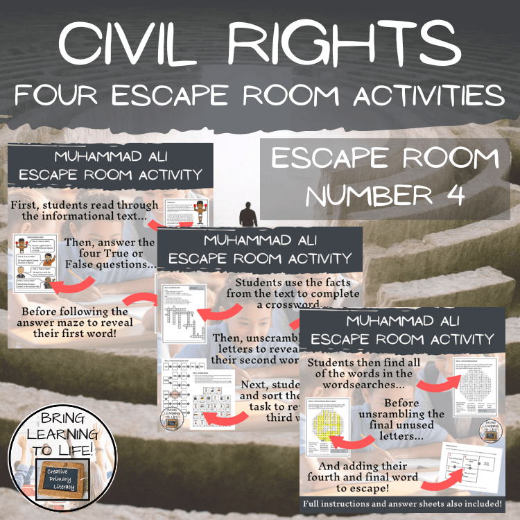 Civil Rights Escape Room Activity Bundle Volume 2 | 5th & 6th Grade