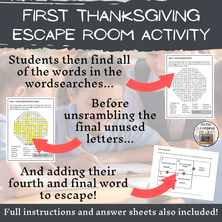 First Thanksgiving Escape Room | Social Studies & History Activity
