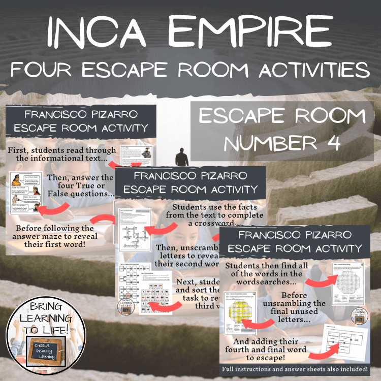 Inca Empire Escape Room Activity Bundle | 5th & 6th Grade
