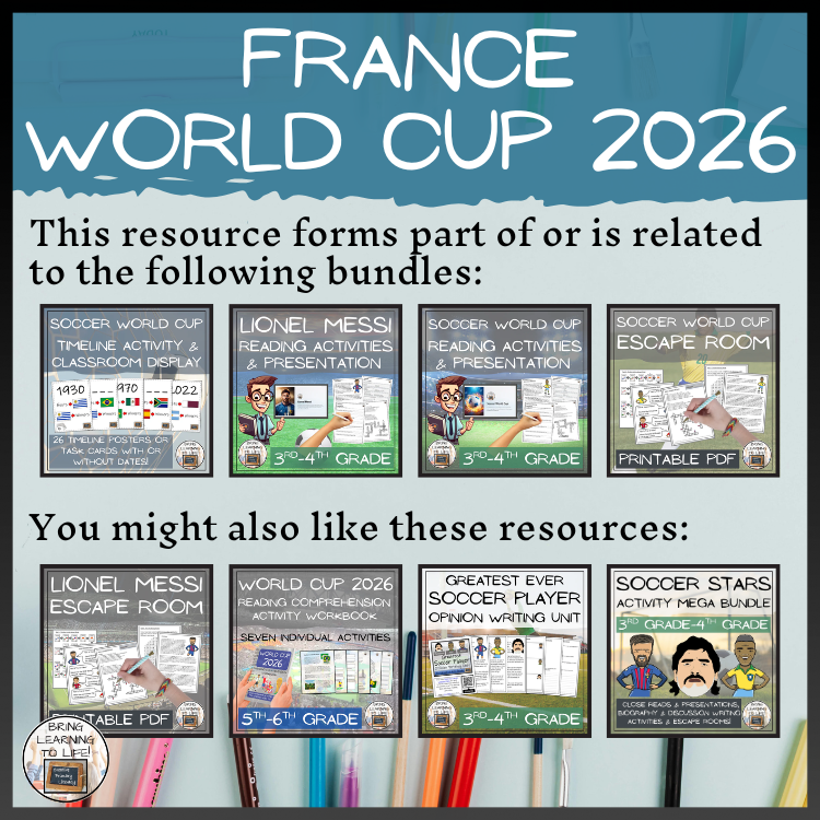 France World Cup 2026 Reading Comprehension Activities | 3rd–4th Grade