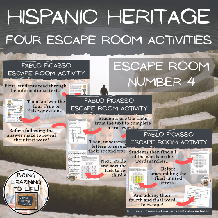 Hispanic Heritage Escape Room Activity Bundle | 5th & 6th Grade