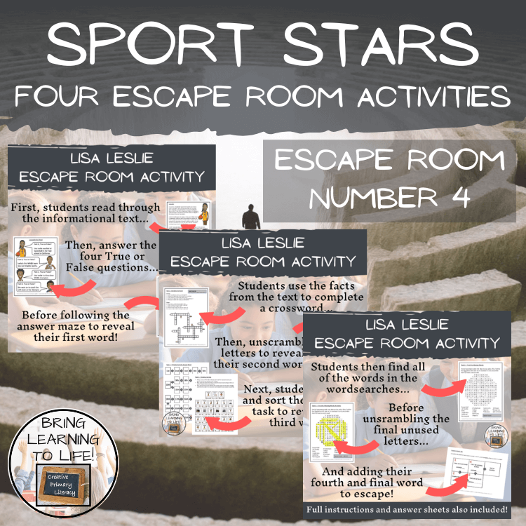 Sport Stars Escape Room Activity Mega Bundle | 5th & 6th Grade