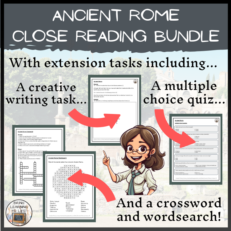 Ancient Rome Close Reading Comprehension Activity Bundle | 5th Grade & 6th Grade