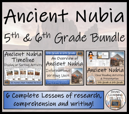 Ancient Nubia Display Sorting Close Reading & Writing Bundle 5th & 6th Grade