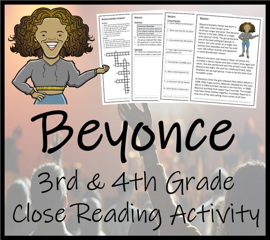 Beyonce Close Reading Comprehension Activity | 3rd Grade & 4th Grade