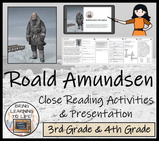 Roald Amundsen Close Reading Comprehension Activities | 3rd Grade & 4th Grade