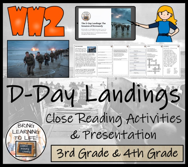 D-Day Landings Close Reading Comprehension Activities | 3rd Grade & 4th Grade