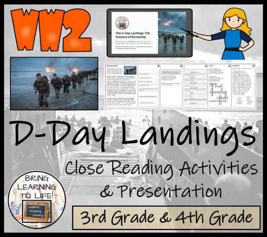 D-Day Landings Close Reading Comprehension Activities | 3rd Grade & 4th Grade