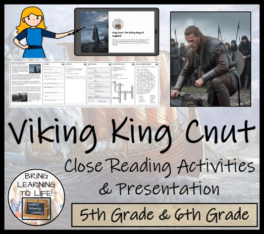 Viking King Cnut Close Reading Comprehension Activities | 5th Grade & 6th Grade
