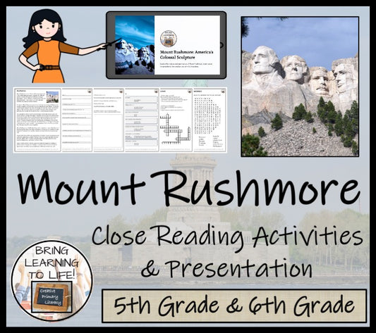 Mount Rushmore Close Reading Comprehension Activities | 5th Grade & 6th Grade