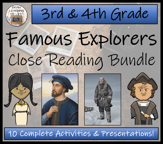 Famous Explorers Close Reading Comprehension Bundle | 3rd Grade & 4th Grade