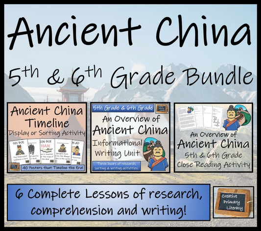 Ancient China Display Timeline Close Reading & Writing Bundle | 5th & 6th Grade
