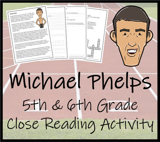 Michael Phelps Close Reading Comprehension Activity | 5th Grade & 6th Grade