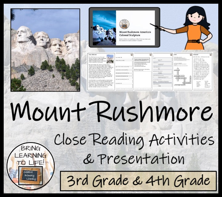 Mount Rushmore Close Reading Comprehension Activities | 3rd Grade & 4th Grade