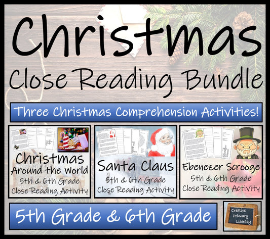 A Christmas Close Reading Comprehension Bundle | 5th Grade & 6th Grade