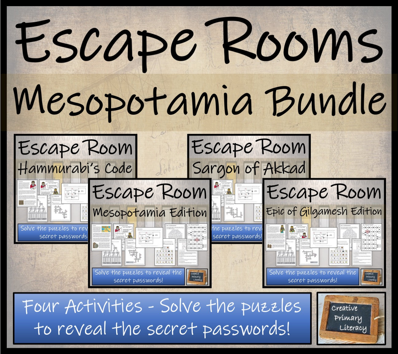 Ancient Mesopotamia Escape Room Activity Bundle | 5th Grade & 6th Grade