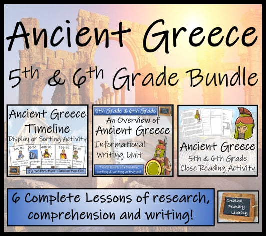 Ancient Greece Display Sorting Close Reading & Writing Bundle 5th & 6th Grade