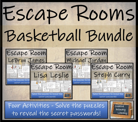 Basketball Stars Escape Room Activity Bundle | 5th Grade & 6th Grade