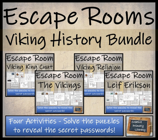 Viking History Escape Room Activity Bundle | 5th Grade & 6th Grade