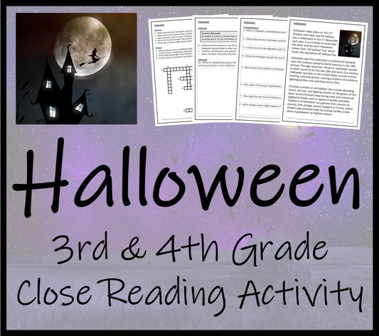 Halloween Close Reading Comprehension Activity | 3rd Grade & 4th Grade