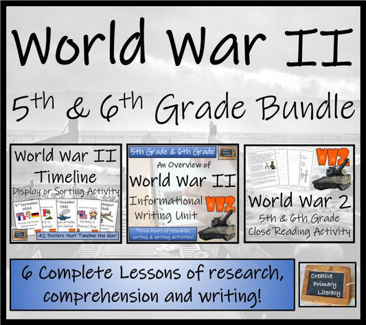 World War II Display Timeline Close Reading & Writing Bundle | 5th & 6th Grade