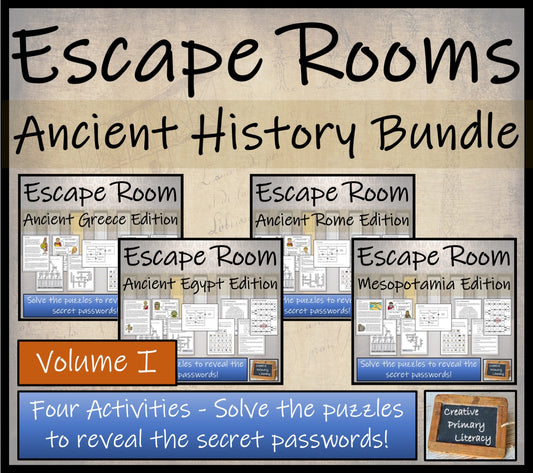 Ancient Civilizations Escape Room Activity Bundle Volume 1 | 5th & 6th Grade
