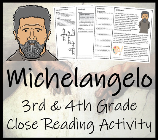 Michelangelo Close Reading Comprehension Activity | 3rd Grade & 4th Grade