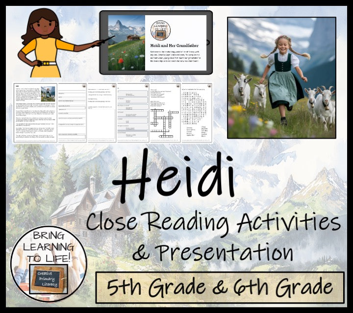 Heidi Fiction Close Reading Comprehension | 5th Grade & 6th Grade