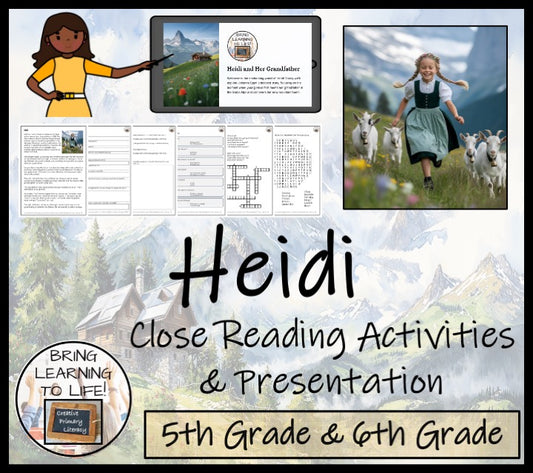 Heidi Fiction Close Reading Comprehension | 5th Grade & 6th Grade