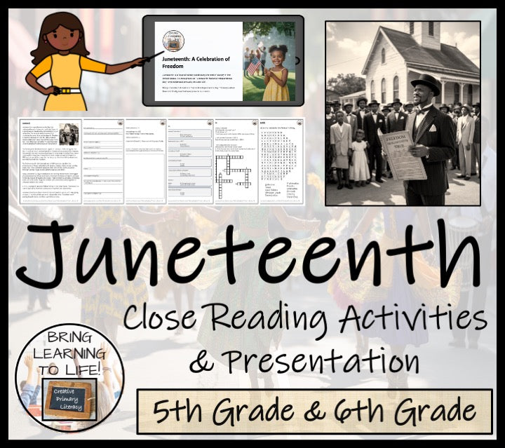 Juneteenth Close Reading Comprehension Activities | 5th Grade & 6th Grade