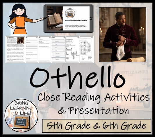 Othello Close Reading Comprehension Activities | 5th Grade & 6th Grade