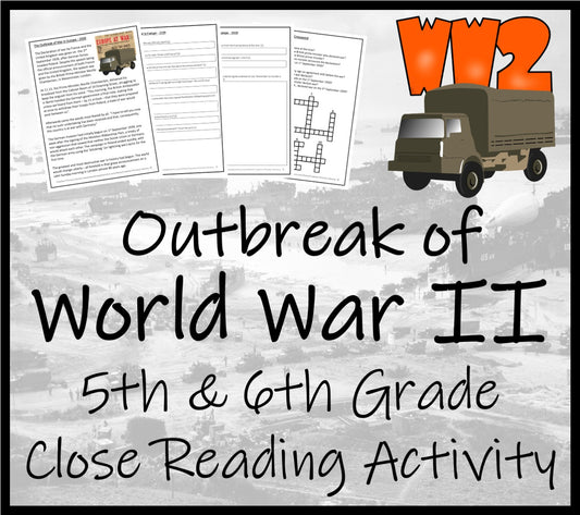 Outbreak of World War 2 Close Reading Comprehension Activity | 5th & 6th Grade