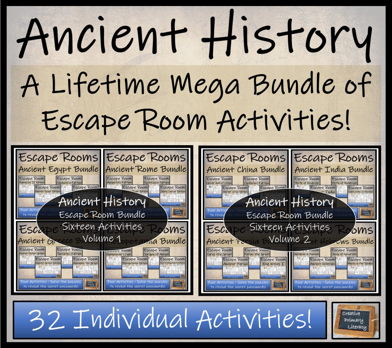 Ancient History Escape Room Mega Bundles | Volume 1 & Volume 2 | 5th & 6th Grade