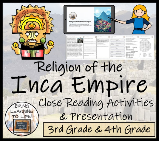 Religion of Inca Empire Reading Comprehension Activities | 3rd & 4th Grade