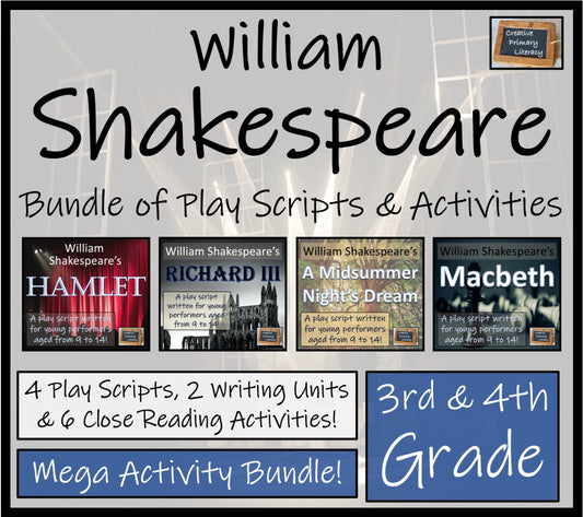 William Shakespeare Mega Bundle of Play Scripts & Activities | 3rd & 4th Grade