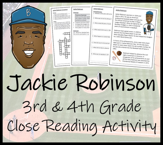 Jackie Robinson Close Reading Comprehension Activity | 3rd Grade & 4th Grade