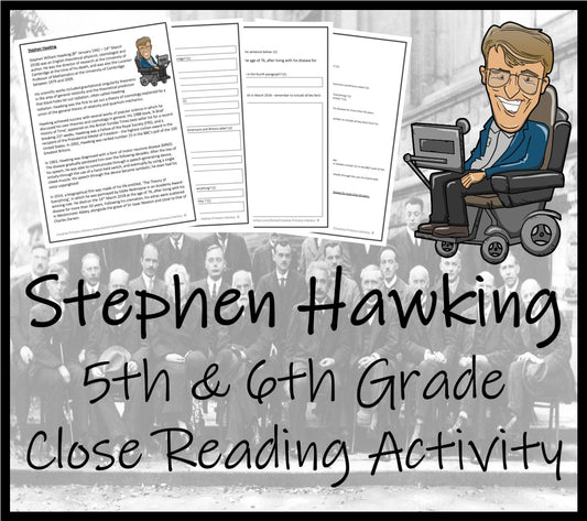 Stephen Hawking Close Reading Comprehension Activity | 5th Grade & 6th Grade