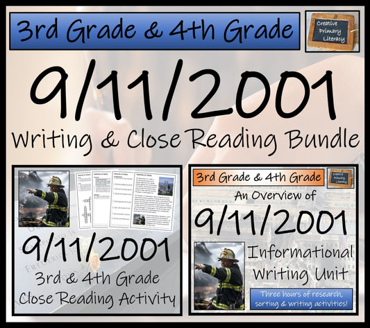 9/11 Attacks Close Reading & Informational Writing Bundle | 3rd & 4th Grade