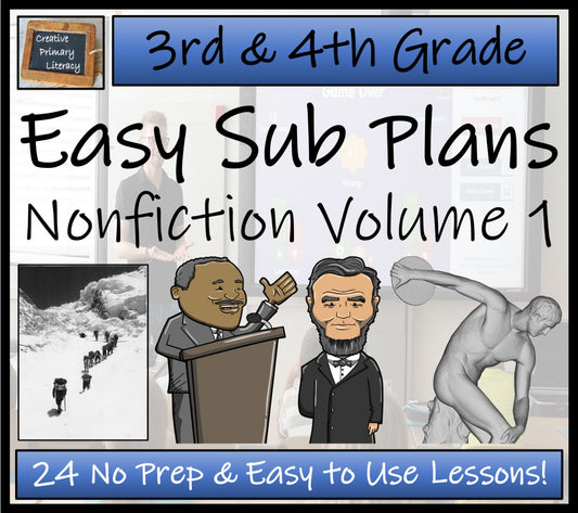 Emergency Sub Plans | Non-Fiction Volume One | | 3rd Grade & 4th Grade
