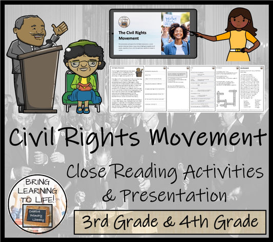 Civil Rights Movement Close Reading Comprehension Activities | 3rd & 4th Grade