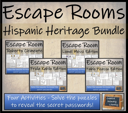 Hispanic Heritage Escape Room Activity Bundle | 5th Grade & 6th Grade