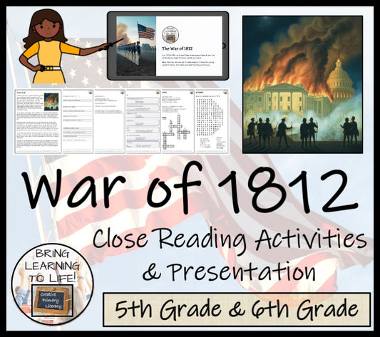 War of 1812 Close Reading Comprehension Activities | 5th Grade & 6th Grade